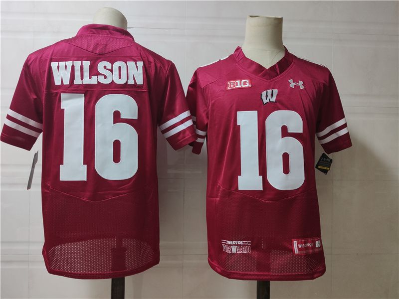 Men Wisconsin Badgers #16 Wilson Red Elite 2025 NCAA Jersey->ncaa teams->NCAA Jersey